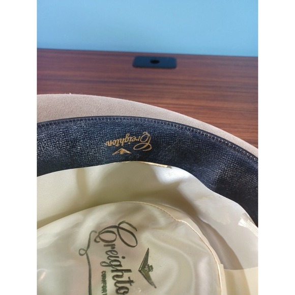 Vintage Creighton Fedora Classic Style Brown Felt Green Band - Picture 7 of 16